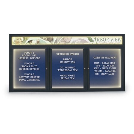 United Visual Products Indoor Enclosed Combo Board, 42"x32", Gold Frame/Black Porcelain & Surf UVCB4232G-BLKPORC-SURF